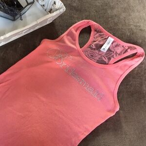 Coral Peach Bridesmaid Lace Racerback Tank Top